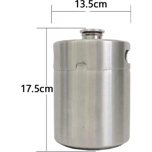 Mini Keg Growler Stainless Steel Barrel Holds Beer Double Handles 2L Silver Home Kitchen Camping Supplies