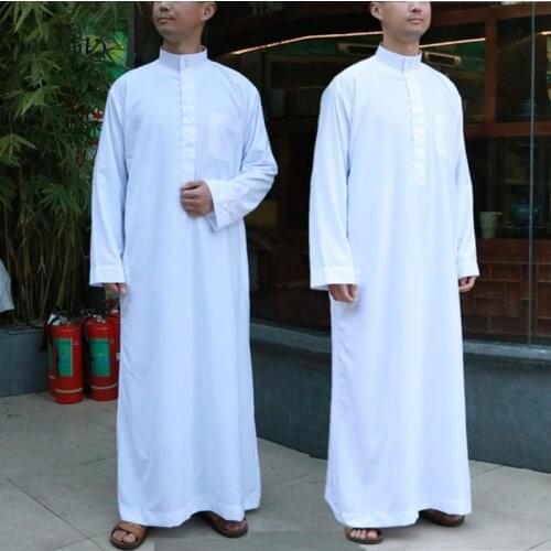 Abaya Muslim Dress Pakistan Clothing Islamic Mens Arab Robe Saudi Arabia Kaftan Middle East Casual Long Sleeve Robe Eid Mubarak