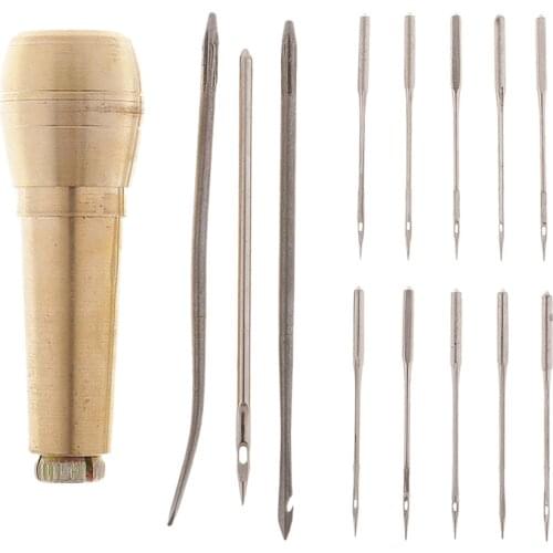1 Set Bags Shoe Repair Handle Sewing Tool Needle Awl Leather Craft Boots Kit Leathercraft for household use