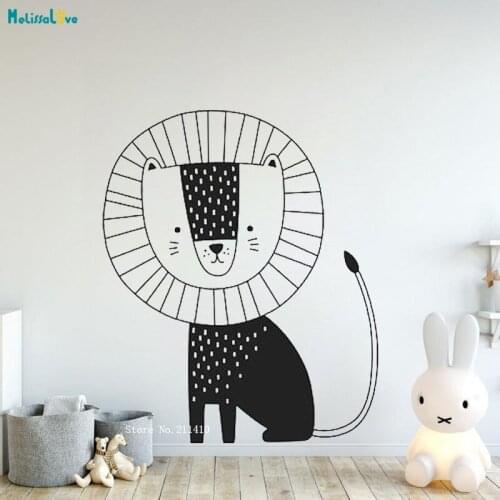 Lion Wall Decals Cute Animal Nursery Prairie King Home Decor Art Stickers For Kids Baby Room Handmade Murals Gift YT4775