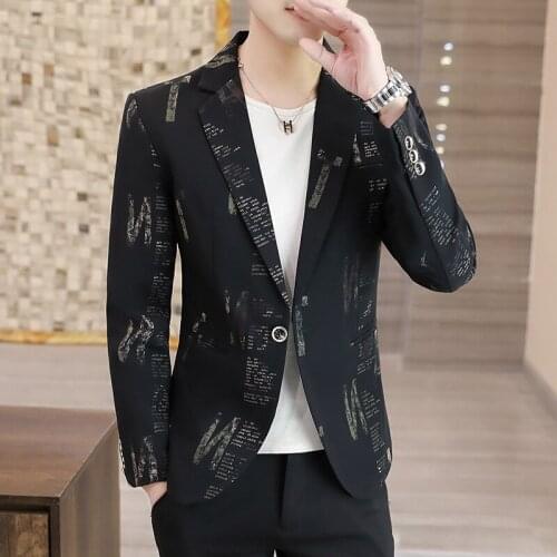 2021 Mens New Clothes Leisure blazer Youth Printed Handsome blazer
