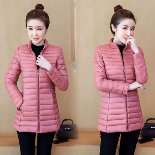 2020 New Down Jacket Women New Winter Warm Coats Female Long Ultra Light Ladies Solid Slim Fashion Korean Cotton Parkas W257