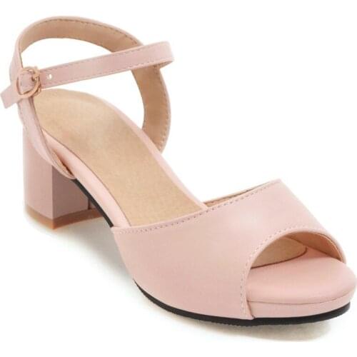 2018 summer new style with heel fashion fish mouth open toe buckle with 31-47 size code sandals 18420