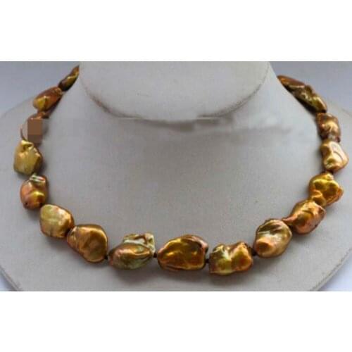 Genuine Natural 20mm chocolate Baroque Reborn Keshi Pearl Necklace