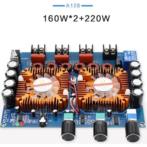 TDA7498E Power Subwoofer Amplifier Board 160W*2+220W Bluetooth 5.0 2.1 Channel Class D Home Theater Audio Stereo Equalizer Amp