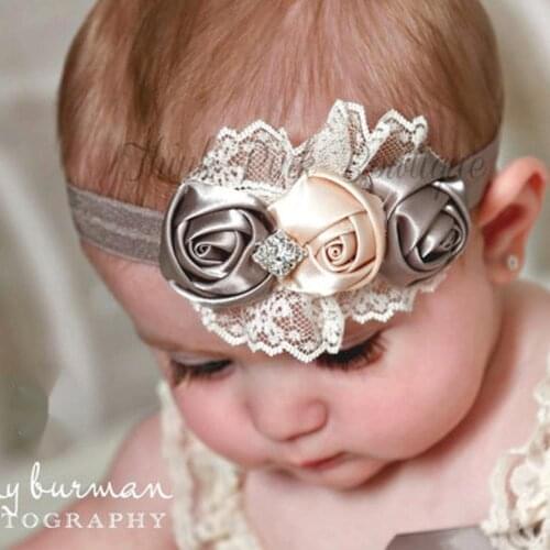 Baby girl headband Infant hair Band newborn Headwear tiara headwrap Toddlers Ribbon Kids Rose Lace Flower turban Hair Accessorry