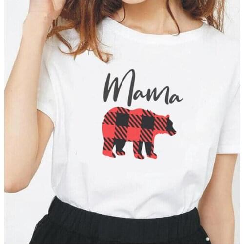 Harajuku Shirt Casual Funny Mama Plaid Women T-Shirt Fashion Mothers Day Short Sleeve Summer Tee Shirt Femme T Shirt Women Tops