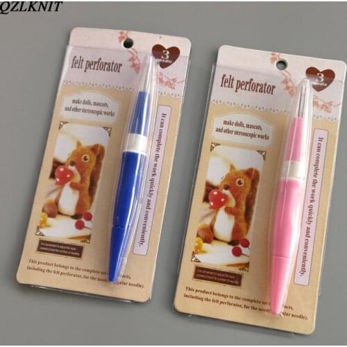 QZLKNIT Manual blanket accessories 3 needle pen wool blanket needle tool set DIY poking embroidery knitting process tools