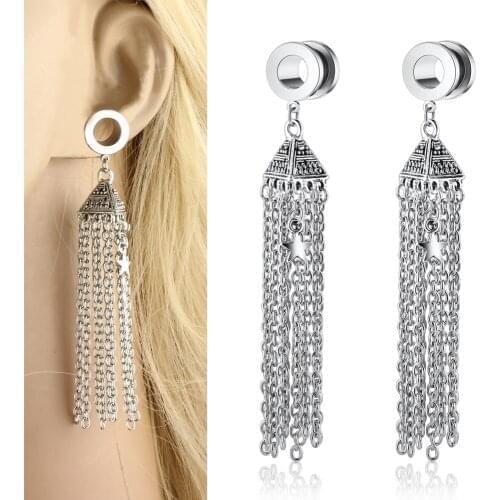 JUNLOWPY 0g Dangle Earrings Tunnels For Ears Hollow Surgical Steel Screw Ear Piercing Expand Gauge Ear Stretchering 60pcs 6-16mm