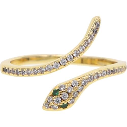Acero inoxidable joyeria mujer stackable rings snake rings for women Gold Color clear CZ Punk Rock Ring Animal Jewelry