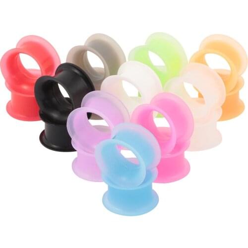 2 Pcs/Lot Thin Silicone Flexible Ear Plug High Quality Candy Color Skin Hollow Piercing Body Jewlery 3-25mm Skin Tunnel Plugs