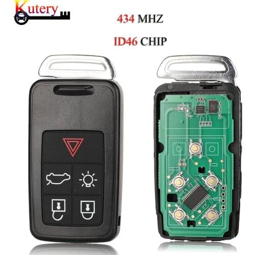Kutery 5PCS/Lot Remote Smart Car Key For Volvo XC60 S60 S60L V40 V60 S80 XC70 5 Buttons 434Mhz ID46 Chip KR55WK49264