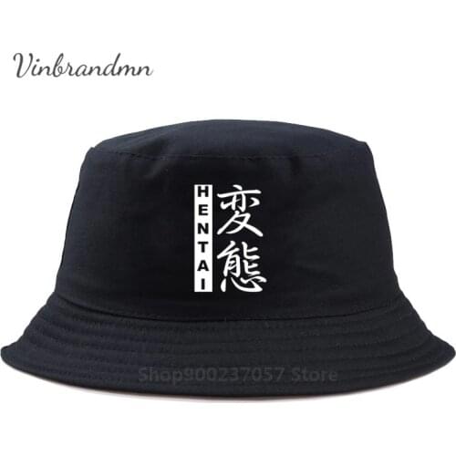 Unique Kanji Waifu Senpai Otaku Fisherman Hat Hentai in Japanese words Metamorphosis Chinese Humorous Style Funny Bucket Cap