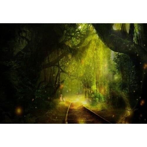 VinylBDS Night Forest Photography Backdrops Green Screen Firefly Newborn Photography Props With Rail Tree Photography Backdrops