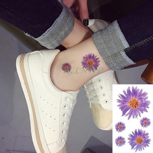 Waterproof Temporary Tattoo Sticker Flower Purple Fake Tatto Small fresh Flash Tatoo Tatouage Wrist Foot Hand For Girl Women