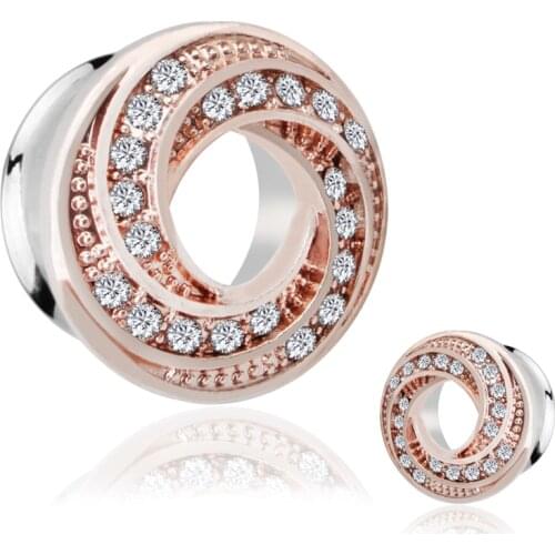 Pair Rose Gold Ear Plugs Tunnels Sandblast Stainless Steel Hollow Ear Expander Stretcher Gauges Piercing Oreja Body Jewelry