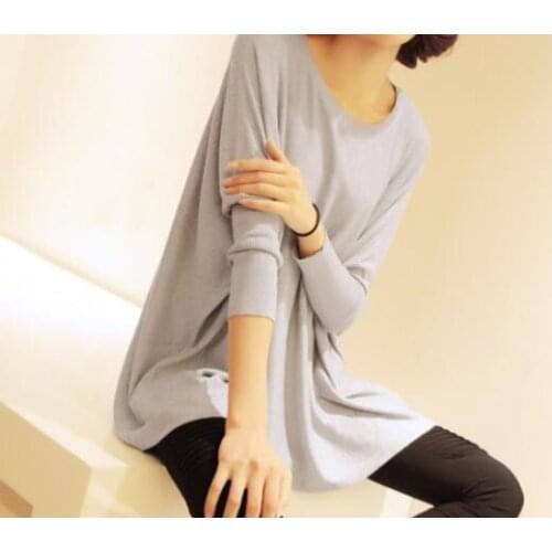 Women Plus Size Knitwear Knitted Tops T-shirt Ladies Loose Tops Female Big Size Solid Color Thin Knit Tees Shirt 2019