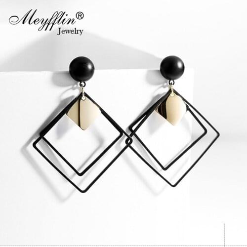 Meyfflin Korean Geometric Square Drop Earrings for Women 2020 Fashion Jewelry Metal Dangle Earring Female Accessories Brincos