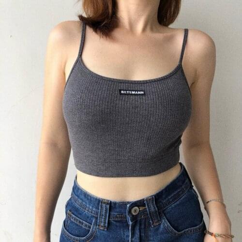 WOMENGAGA New Versatile Short Open Navel Bodysuit Sleeveless Thin Shoulder Strap Vest Put A Sling Inside The Umbilical Cord TRP4