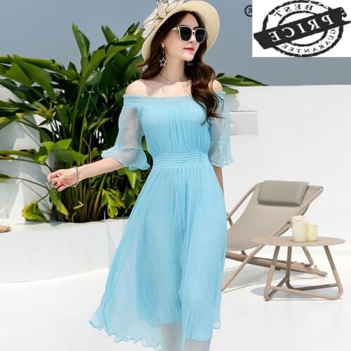 100% Real Silk Summer Dress Women Clothes 2021 Boho Vintage Off Shoulder Maxi Dresses Woman Beach Party Vestidos 12a31