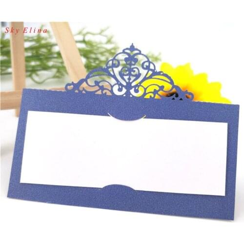 100Pcs Laser Cut Crown Seat Card Place Escort Card Wedding Table Decoration Pearlscent Paper Cards Place Name Card 2018 New 6Z
