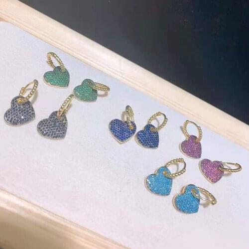 2pairs/lot Womens High Quality New heart shape earrings, gold inlaid with high quality zircon