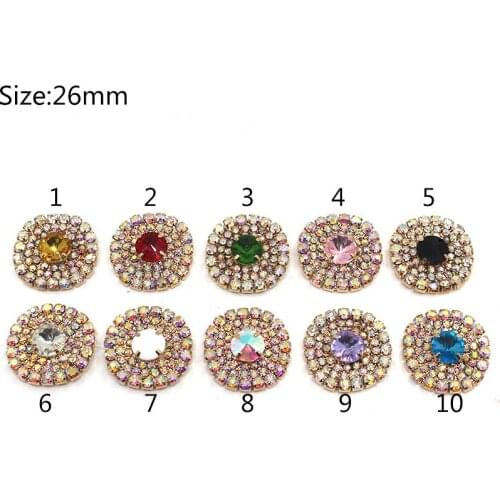 2Pc 26mm Round Shape Glass AB Rhinestone Button Gold Clothing Wedding Bride Holding Flowers Decorate Accessories Scrapbooking