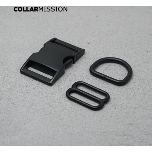 25mm Black Metal Plated Buckle (Metal Buckle+ Adjust Buckle+ D Ring) For Backpack Bag Webbing Cat Dog Collar DIY Accessory