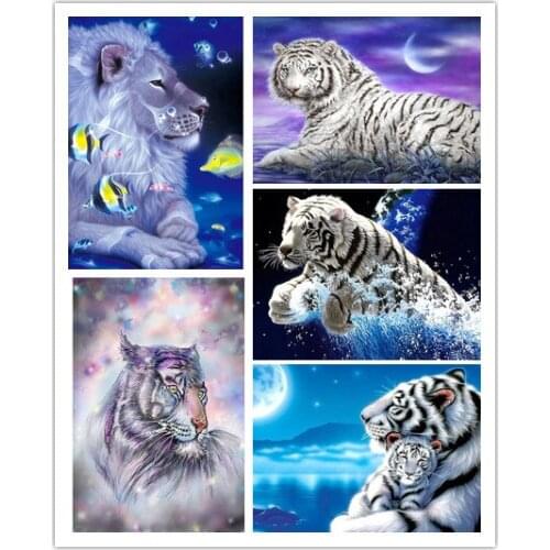 Diamond Painting Animal Tigers Cross Stitch Mosaic Diy Diamond Embroidery Needlework Patterns Full Square Rhinestone Home Decor