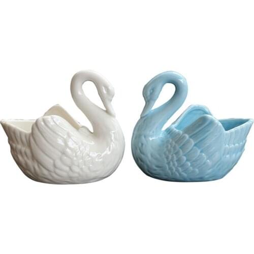 Succulent Plant Flower Pot Home Garden Balcony Decor European Style Ceramic Crafts Flowerpot Swan Desktop Ornaments