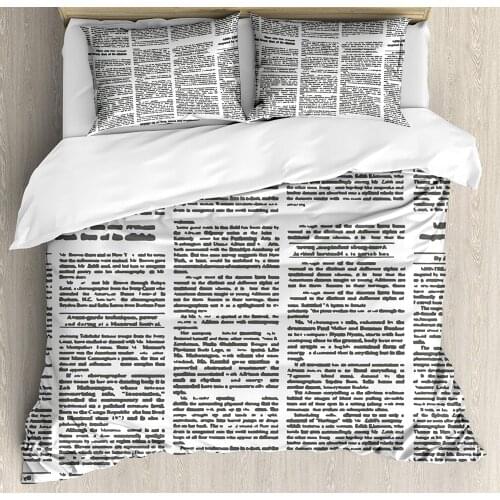 Old Newspaper Decor King Size Duvet Cover Set by Ambesonne Close Up Aged Journal Page with Headings News Articles Columns