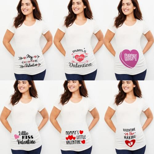 Maternity Valentines Day Cute Announcement Baby Pregnancy T Shirt Pregnant Maternity Tshirts Tops Clothes