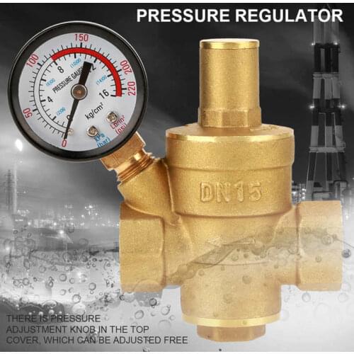 DN15 G 26mm Brass Pressure Regulator Valve 0.05-0.8Mpa Adjustable Water Pressure Regulator Reducer With Gauge Meter Valve