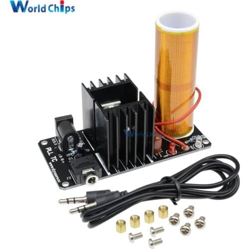 Assemed Finished Mini Music Tesla Coil Plasma Speaker Tesla Arc Generator Resonant Wireless Transmission DC 15V-24V 15W Stereo