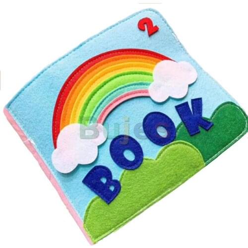 Rainbow 3D Baby DIY Cloth Book, Early Learning Education Quiet Book, Soft Washable Unfold Parent-Child Interaction Book