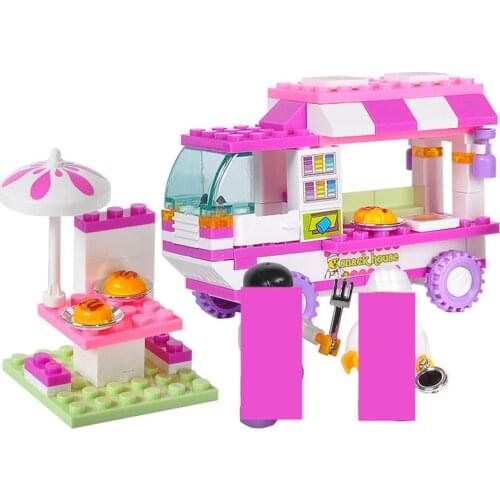102Pcs City Vans Snack House Car Building Blocks Sets Friends Figures Brinquedos DIY Bricks Playmobil Educational Toys for Girls