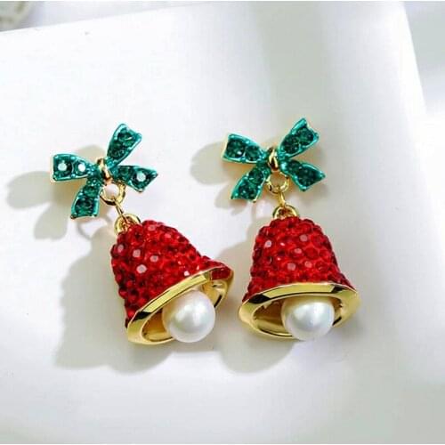 Korean New Christmas New Year Gift Bow Wind Chime Earrings European and American Simple Ins Earrings