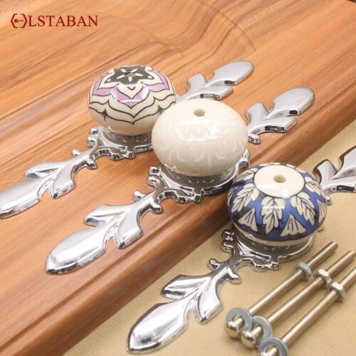 LSTABAN Chinese Pastoral Modern Minimalist Cupboard Door Drawer Wardrobe Shoe Cabinet Pumpkin Single Hole Ceramic Art Handle