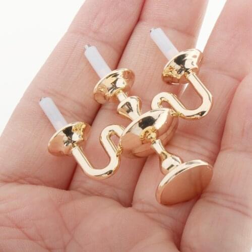 1:12 Scale Dollhouse Miniature Mini Gold Candelabra Furniture Metal Candleholder Candlesticks Model DIY