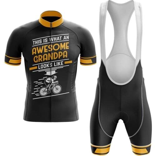 2021 Awesome Grandpa Mens Cycling Jersey Set Summer Clothing Road Bike Shirts Suit Bicycle Bib Shorts MTB Wear Maillot Ropa