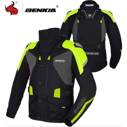 BENKIA Motorcycle Jacket Men Moto Jacket Protective Gear Motocross Off-Road Racing Jacket Chaqueta Moto Includes Neck Protection