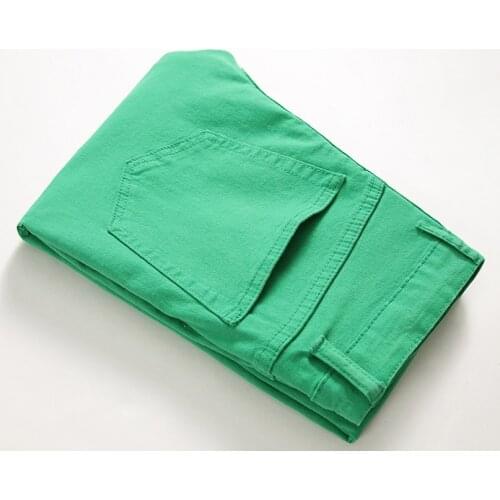 2021 New Mens Fashion Jeans Business Casual Straight Leg Skinny Yellow Red Jeans Men Punk Pants Male Streetwear Moda Masculina