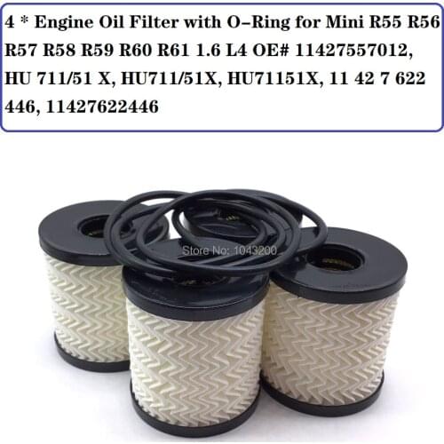 4 x Engine Oil Filter For Mini Cooper R55 R56 R57 S Turbo Countryman Paceman 1.6L 11427622446 / 11427557012 / L358A / HU711/51x