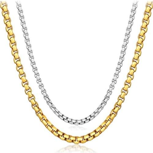 WQQCR 3mm 4mm Thickness Necklace for Men 16-24 inchs Color Silver Gold Round Necklaces Collier Silver Mens 925 Silver Jewelry