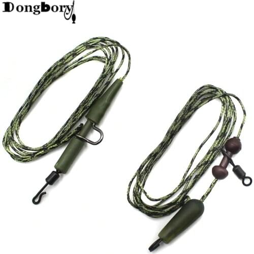 2PCS Carp Fishing Line Ready Tied Lead Core Leaders Helicopter Rig Chod Rig 45IB Leadcore with Quick Change Swivel Lead Clips