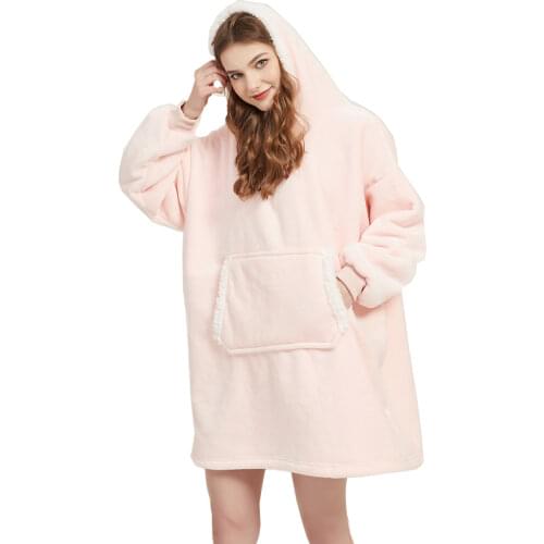 Microfiber Plush Coral Fleece Sherpa Blanket With Sleeves Super Soft Warm Outdoor Pocket Hoodie Adult Winter Hooded TV Blankets