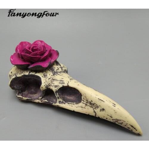 Rose Crow Skull Silicone Mould Resin Gypsum Chocolate Candle Candy Mold Fondant Cake Mould Free Shipping