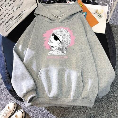 Anime Yarichin Club Long Sleeves Hoodie Sweatshirt Women Men Harajuku Tops Pullover Hooded Casual Streetwear Print Clothing
