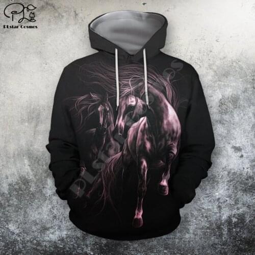 PLstar Cosmos Beautiful Colorful Horse 3D Printed Hoodies Sweatshirts Zip Hooded For Men And Women Casual Streetwear Style-D17