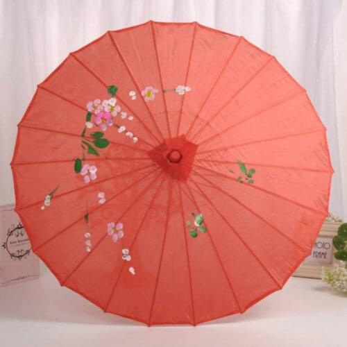 Traditional Chinese Style Bamboo + Silk Umbrella Flower Pattern Photography Props Vintage Silk Umbrella Dance Props for Photo